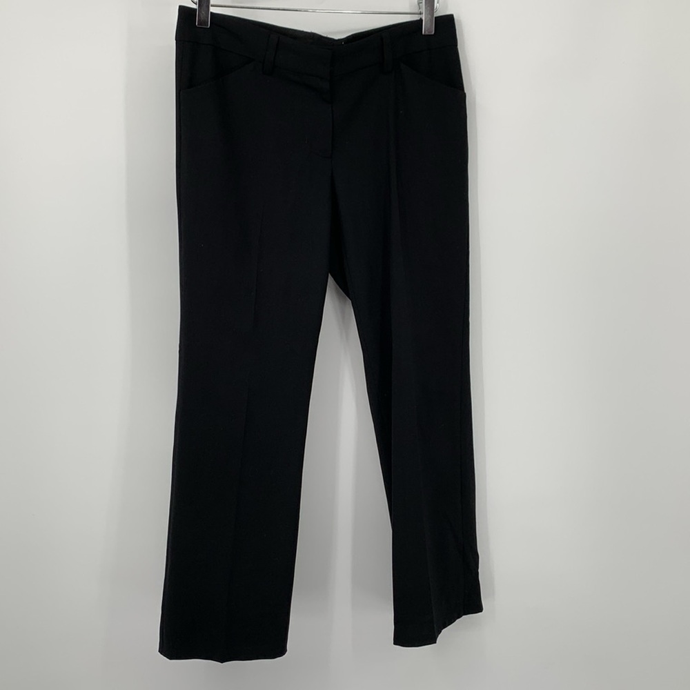 Nili Lotan straight leg ankle cropped trousers pants black wool flat front 4
